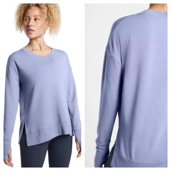 Athleta Coaster Luxe Sweatshirt MT Serendipity Blue/Periwinkle - Picture 1 of 15